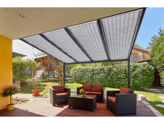 Hliníková pergola Terrasendach Premium - bronzový akryl / antracitová konstrukce