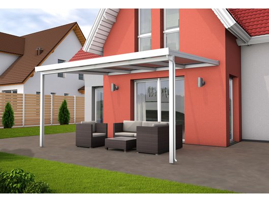 Hliníková pergola Terrassendach Premium - čirý polykarbonát / bílá konstrukce