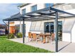 Hliníková pergola Terrassendach Premium - čirý polykarbonát s bílými pruhy / antracitová konstrukce