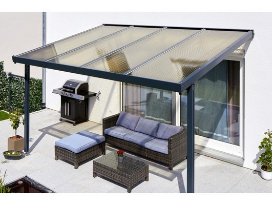 Hliníková pergola Terrasendach Premium - bronzový akryl / antracitová konstrukce